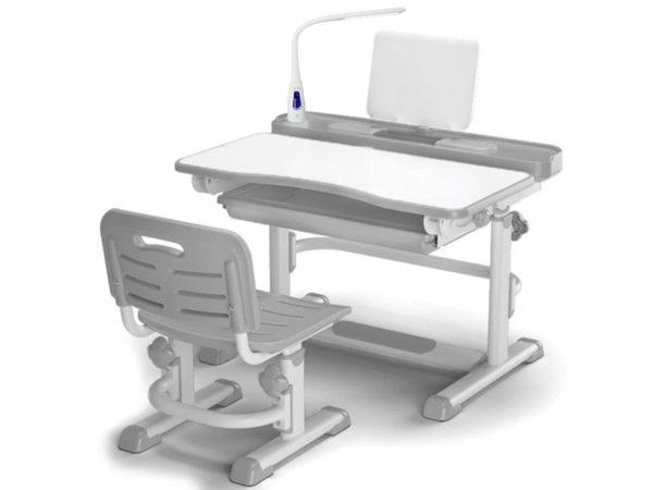 Комплект Mealux EVO BD-04 Стол и стул + лампа цвет белый/серый